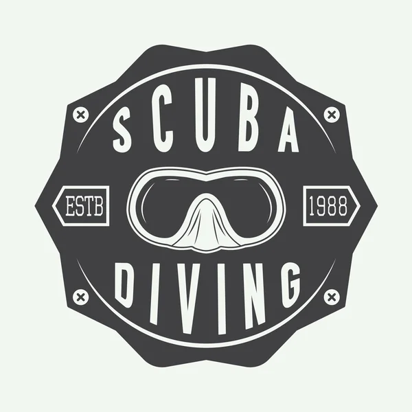 Diving logos, labels and slogans in vintage style. — Stock Vector