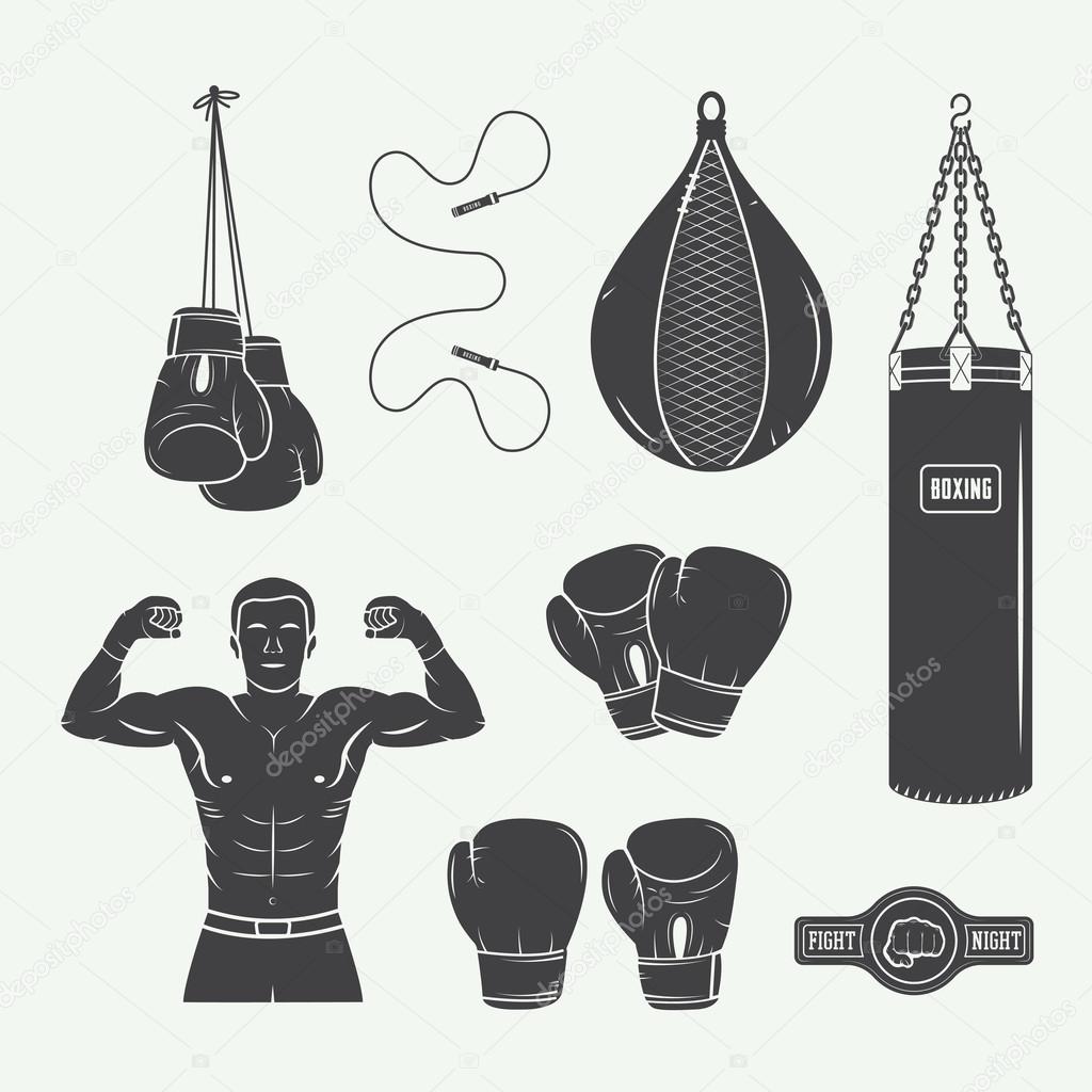 Boxing and martial arts logo badges, labels and design elements 