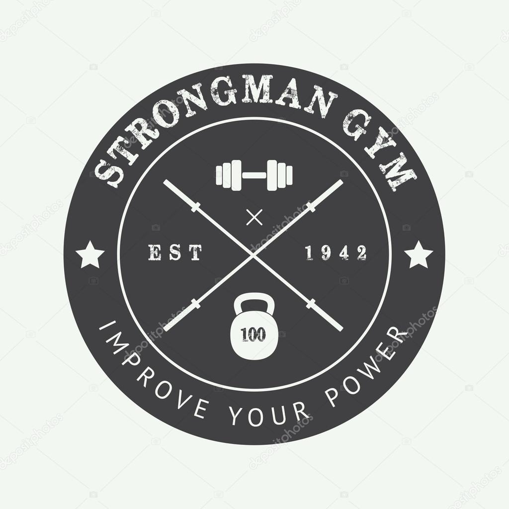 Vintage gym logo, badge or emblem. 