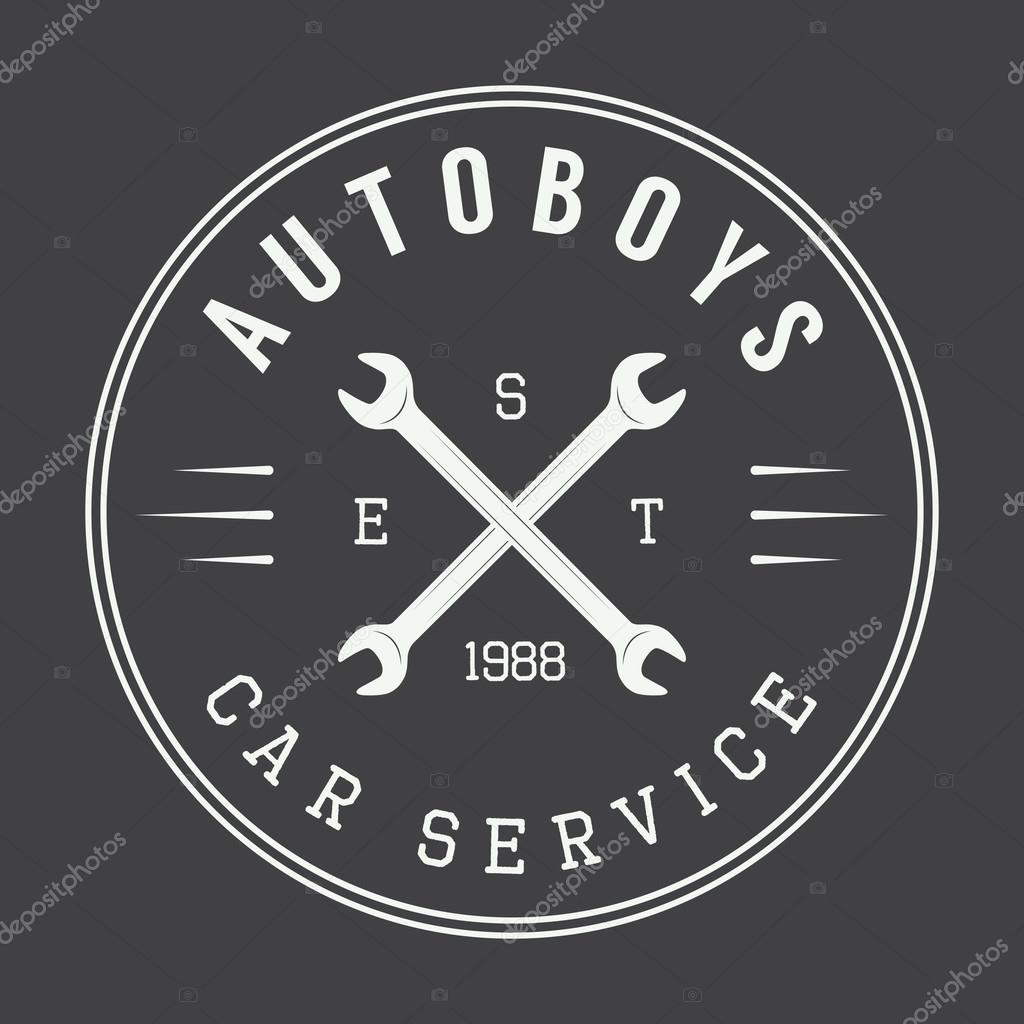 Vintage mechanic label, emblem and logo. Vector illustration