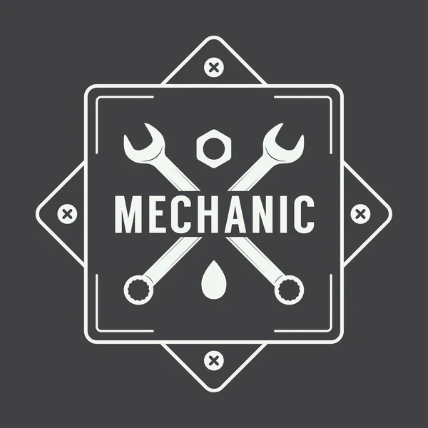 Vintage mechanic label, emblem and logo. — Stock Vector