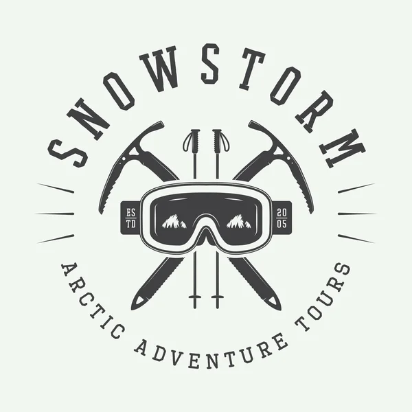 Vintage arktiska bergsklättring logotyp, badge, emblem. — Stock vektor
