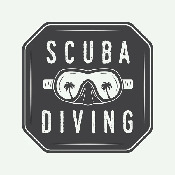 Diving logo, label in vintage style. — Stock Vector