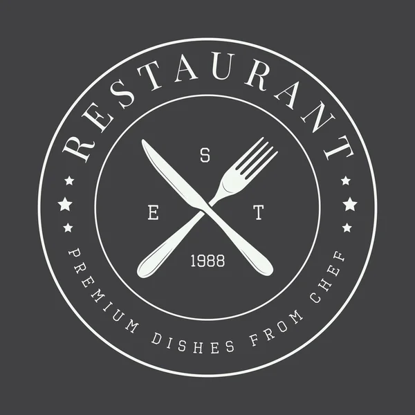 Logo restoran antik, lencana atau lambang . - Stok Vektor