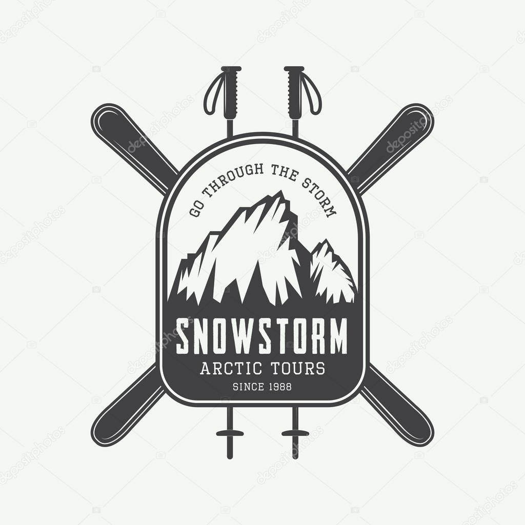 Vintage mountaineering and arctic expeditions logos, badges, emblems and design elements.