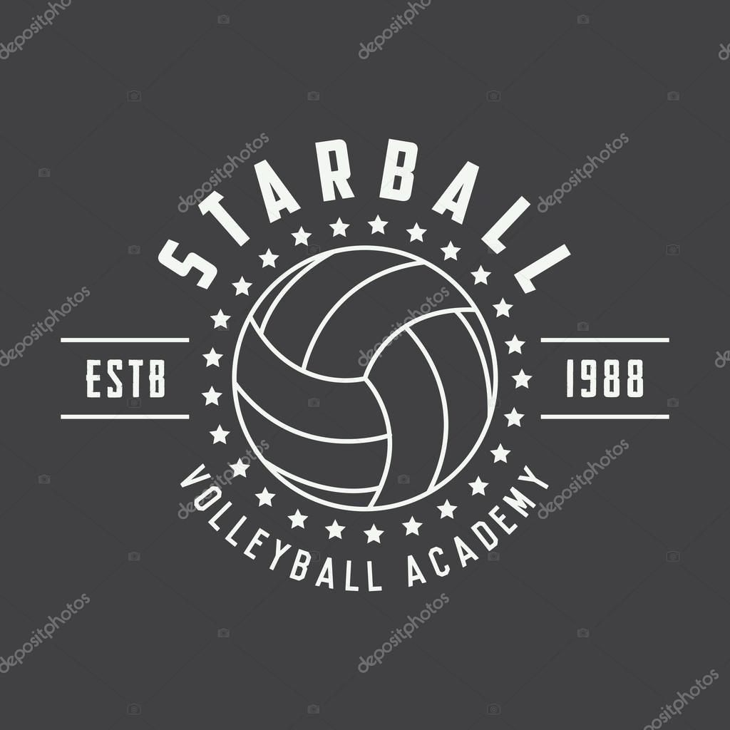 Vintage volleyball label, emblem or logo. Vector illustration