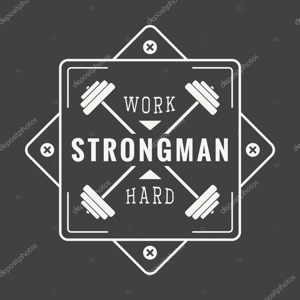 Vintage gym logo, badge or emblem. Vector illustration