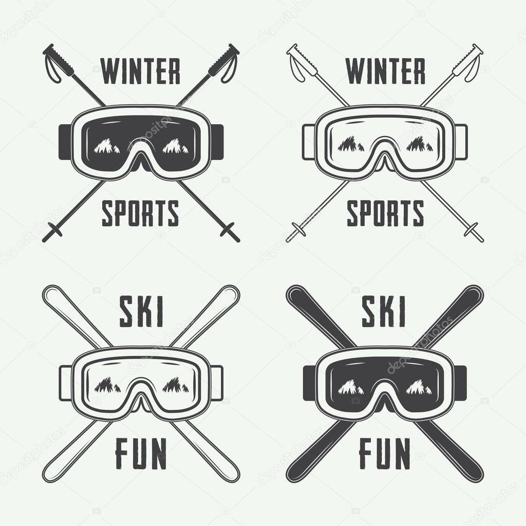 Vintage mountaineering and arctic expeditions logos, badges, emblems and design elements. Vector illustration
