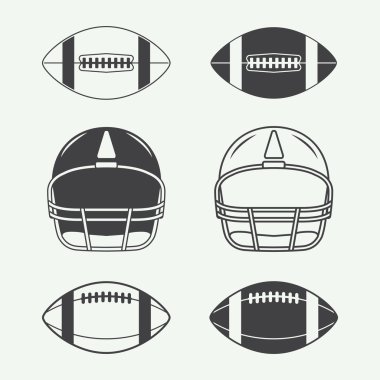 Dizi vintage rugby ve Amerikan futbolu etiketleri, amblem, logo