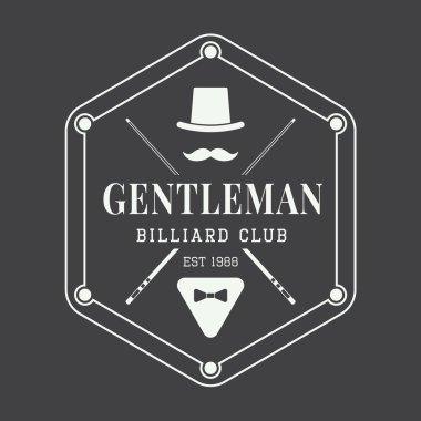 Vintage Bilardo etiket, amblem ve logo.