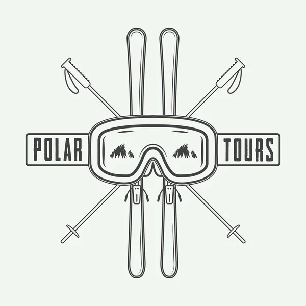 Логотипы, эмблемы, значки винтажных альпинистских и арктических экспедиций — стоковый вектор
