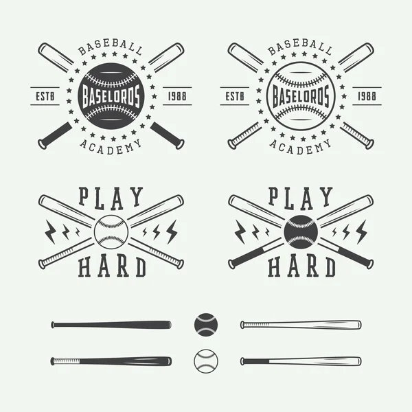 Logotipos, emblemas, insignias y elementos de diseño de béisbol vintage . — Vector de stock