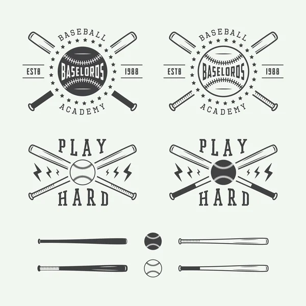 Vintage baseball loga, herby, odznaki i elementy projektu. — Wektor stockowy