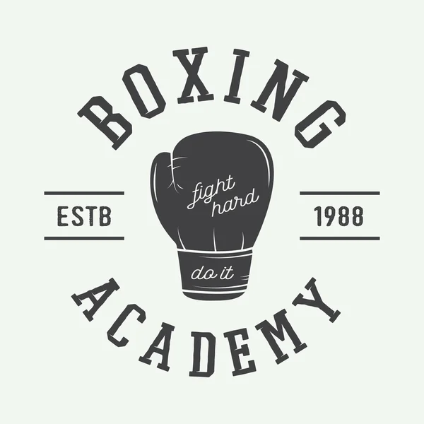 Boxe e artes marciais logotipo, crachá ou rótulo em estilo vintage . —  Vetores de Stock