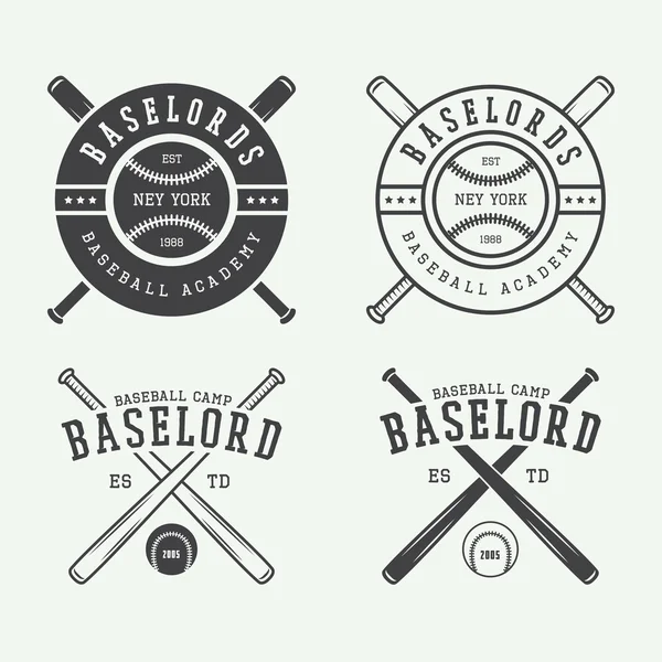 Logotipos, emblemas, insignias y elementos de diseño de béisbol vintage . — Archivo Imágenes Vectoriales