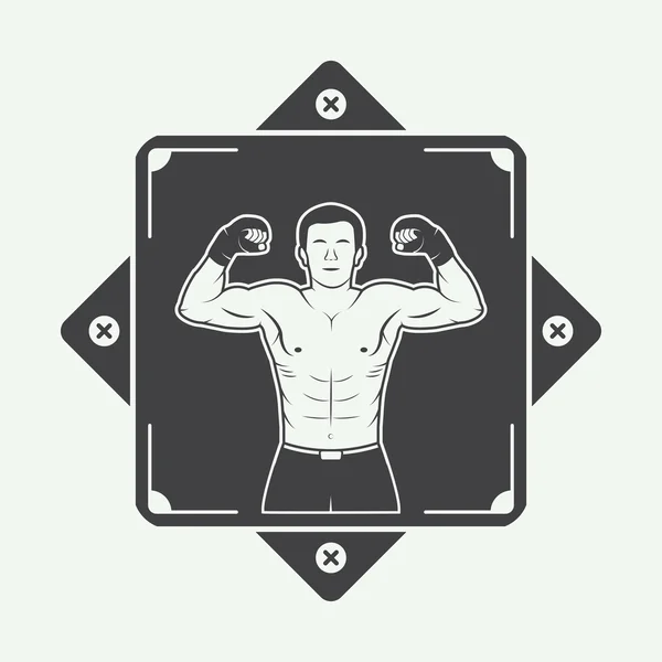 ボクシングと総合格闘技のロゴ、バッジまたはビンテージ スタイルのラベル. — ストックベクタ