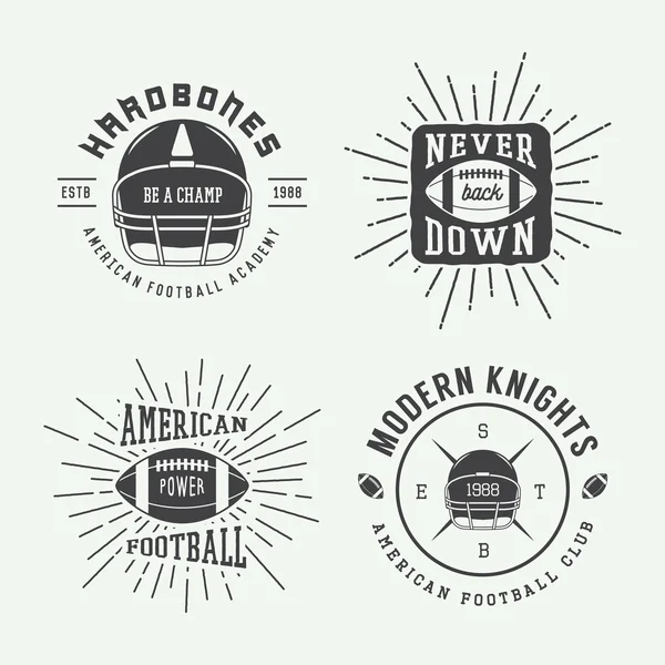 Conjunto de rugby vintage e etiquetas de futebol americano, emblemas — Vetor de Stock