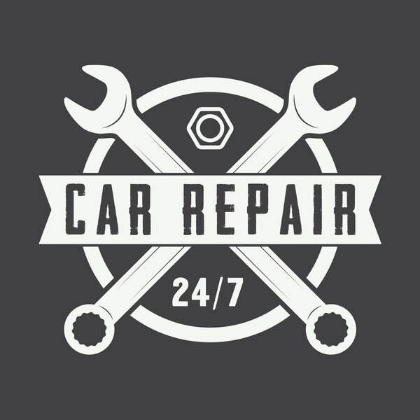 Vintage mechanic label, emblem and logo.