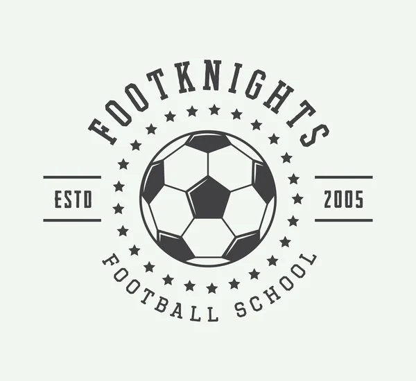Logotipo, emblema, insignia o etiqueta vintage de fútbol o fútbol . — Vector de stock