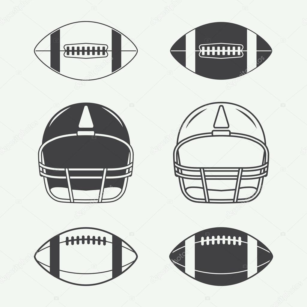 Set of vintage rugby and american football labels, emblems, logo and design elements