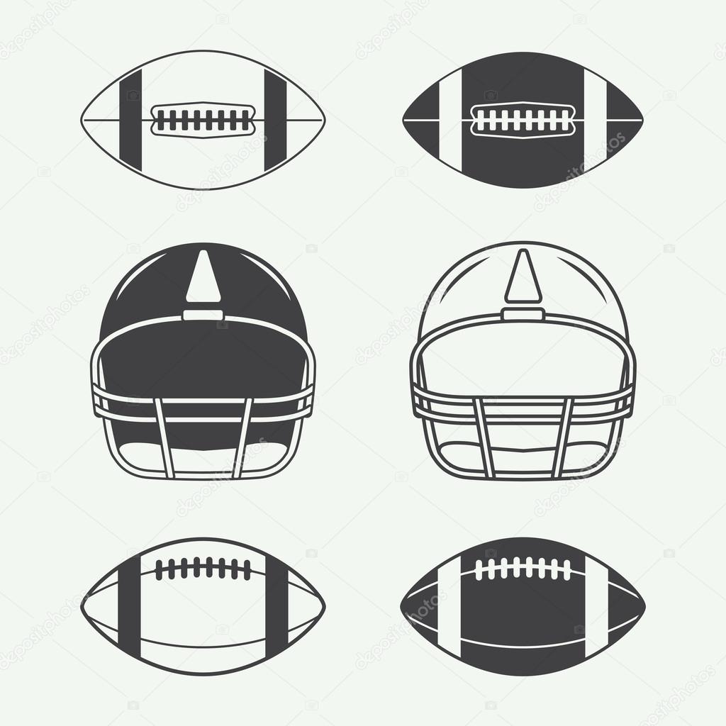 Set of vintage rugby and american football labels, emblems, logo