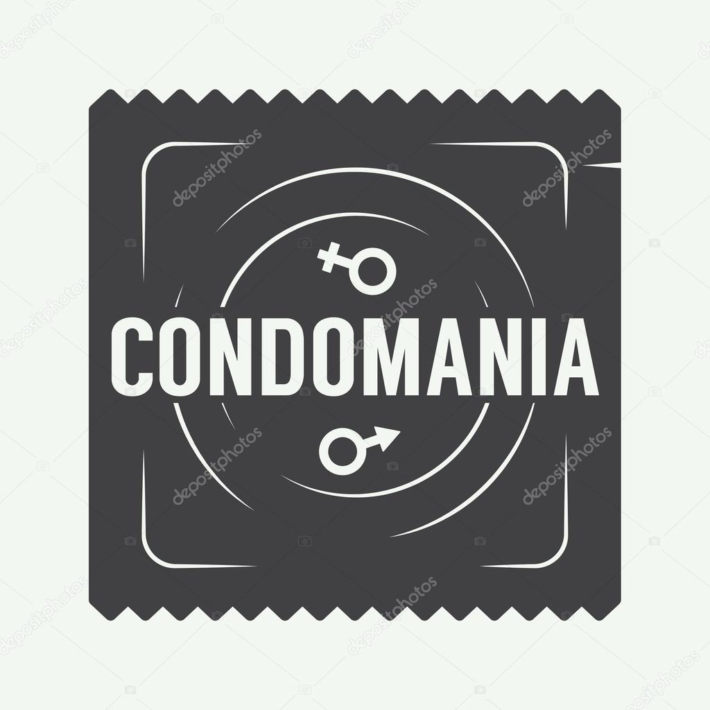 Vintage condoms or sex labels, logo, badge and design elements. Vector illustration