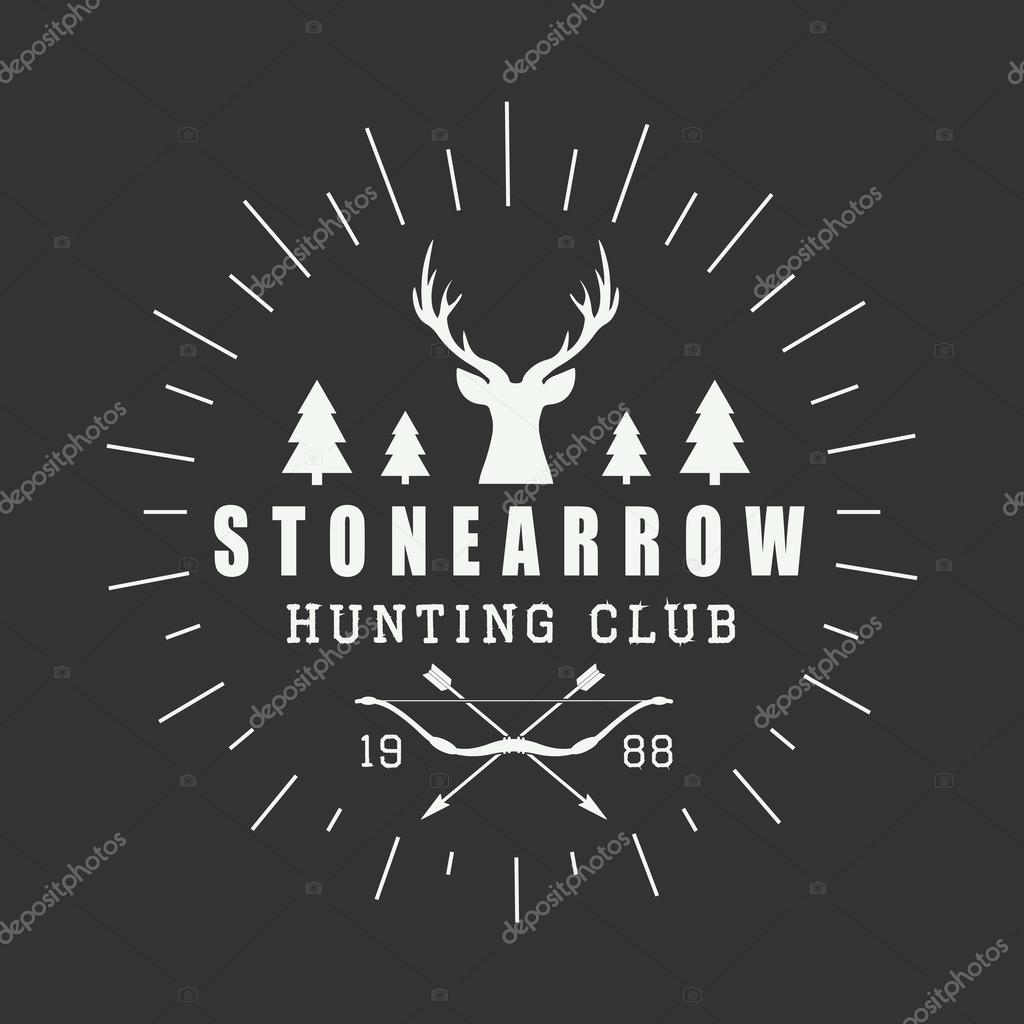 Hunting logo in vintage style. Vector illustration.