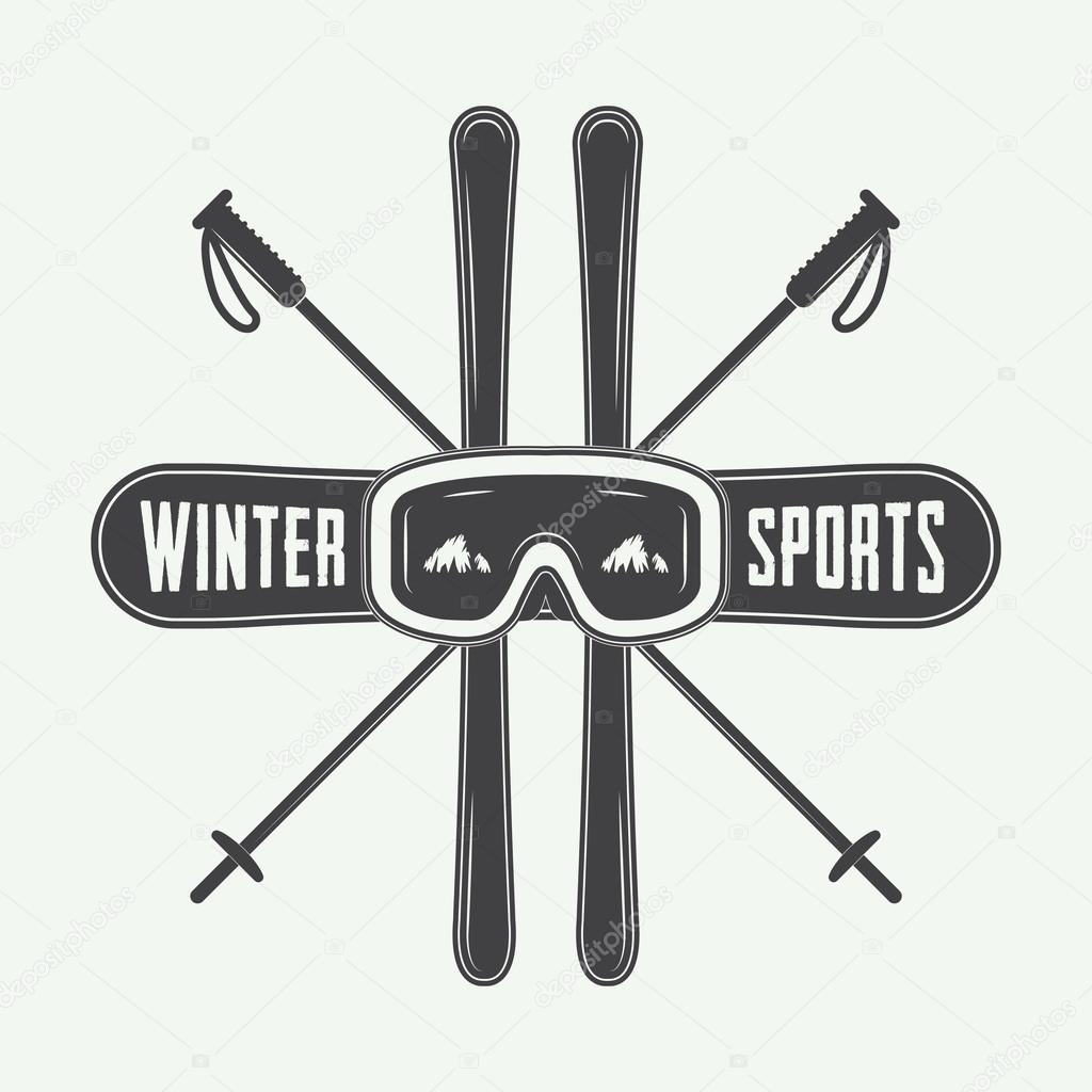 Vintage winter sports logo, badge, emblem and design elements.