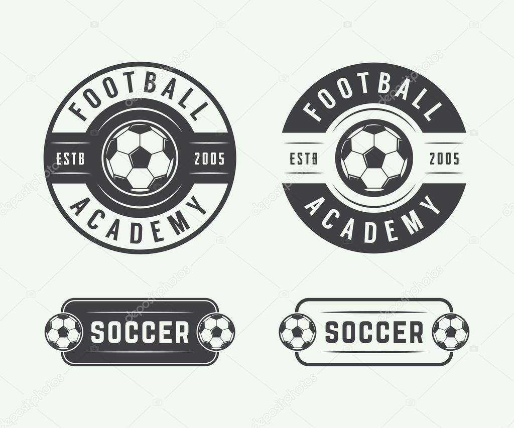 Set of vintage soccer or football logo, emblem, badge.