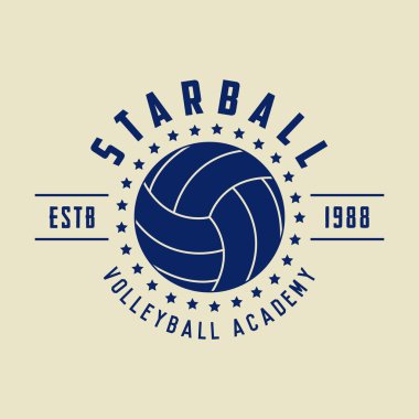 Vintage volleyball logo, emblem, badge, label and watermark