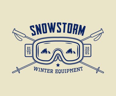 Vintage winter sport or winter equipment logo, emblem, badge