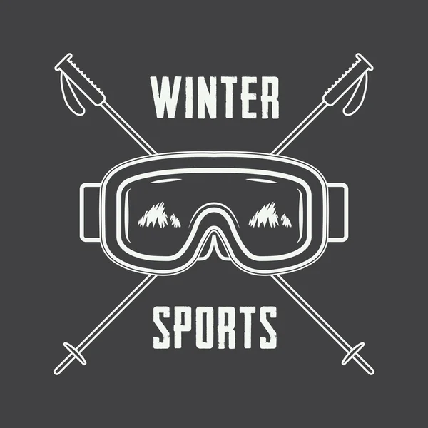 Vintage ski or winter sports logo, emblem, badge, label — Stock Vector