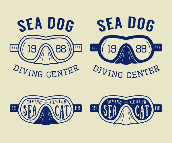 集潜水标志、 标签、 复古风格的口号. — 图库矢量图片