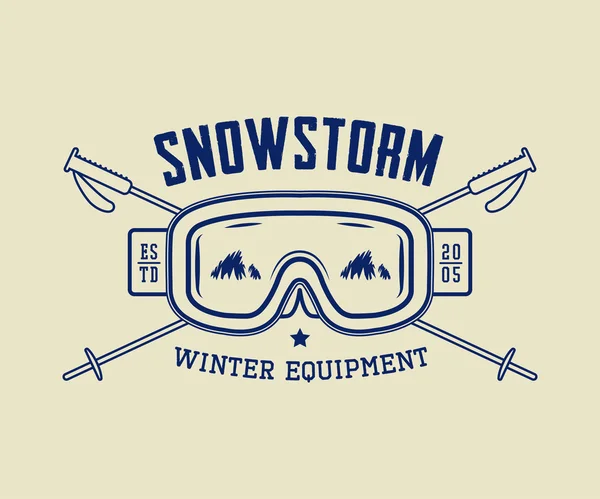 Vintage winter sport or winter equipment logo, emblem, badge — Stock Vector