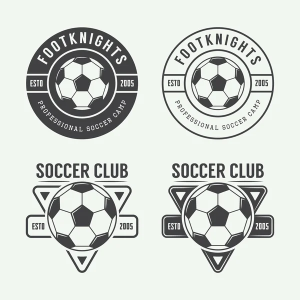 Σύνολο vintage λογότυπο ποδόσφαιρο ή το ποδόσφαιρο, έμβλημα, το σήμα. — Διανυσματικό Αρχείο