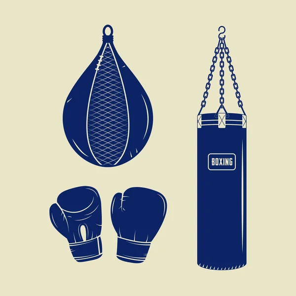Logoabzeichen für Boxen und Kampfsport, Etiketten und Designelemente — Stockvektor