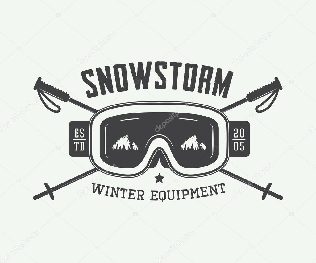 Vintage winter sports logo, badge, emblem and design elements. Vector illustration
