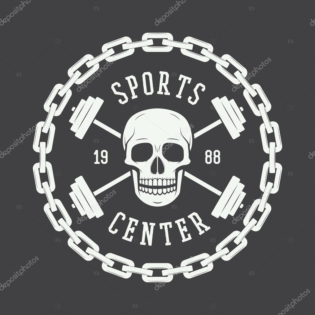 Gym logo in vintage style. Vector illustration.