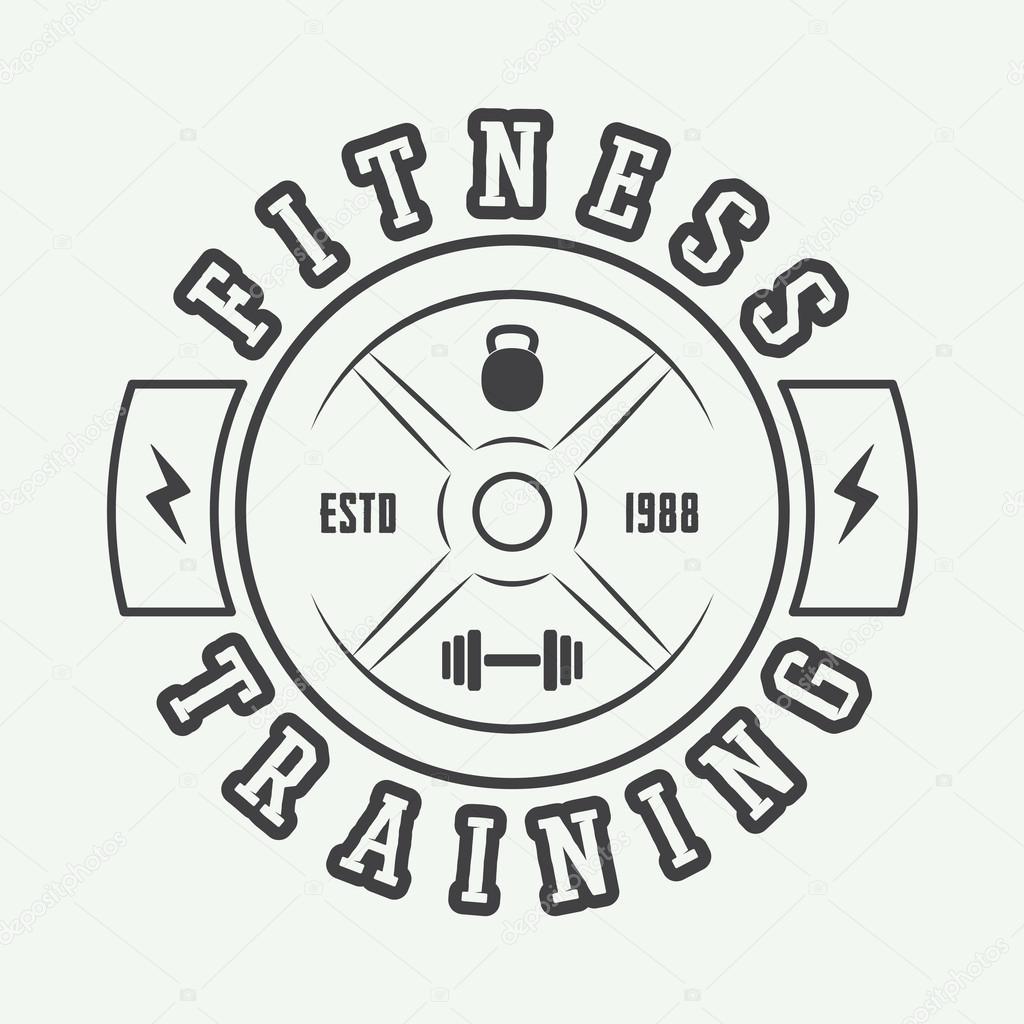 Gym logo in vintage style. Vector illustration.