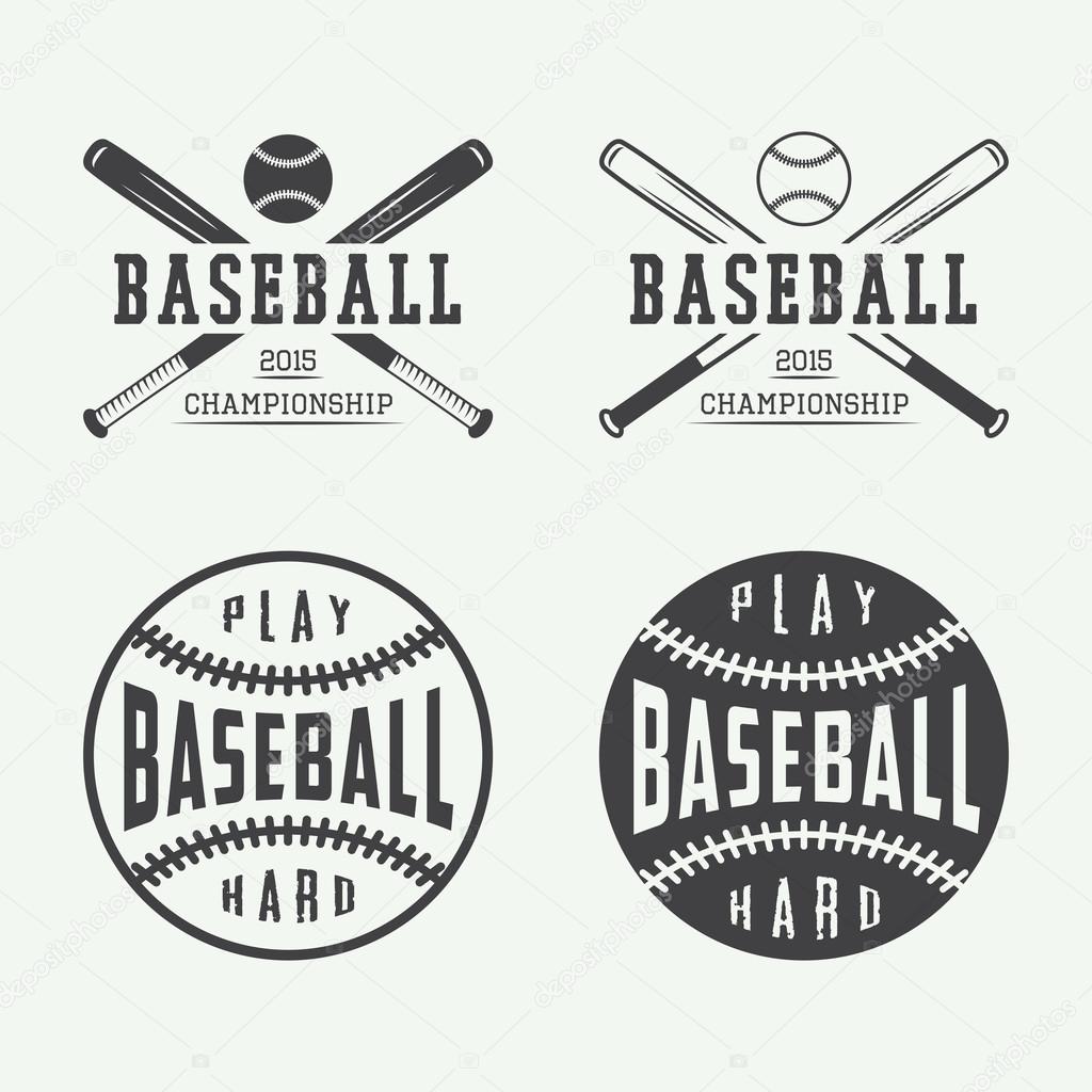 Vintage baseball logos, emblems, badges and design elements.