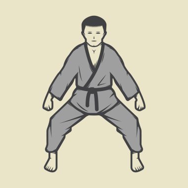 Vintage karate boy in retro style. Can be used for logos, emblem
