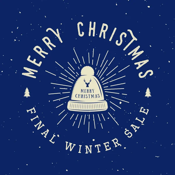 Vintage Merry Christmas of winter verkoop logo, embleem, badge — Stockvector