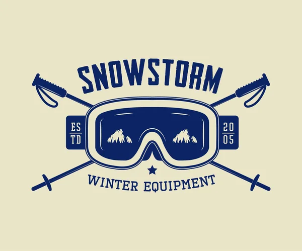 Vintage ski or winter sports logo, emblem, badge, label — 스톡 벡터