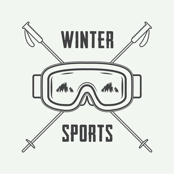 Vintage ski or winter sports logo, emblem, badge, label — Wektor stockowy