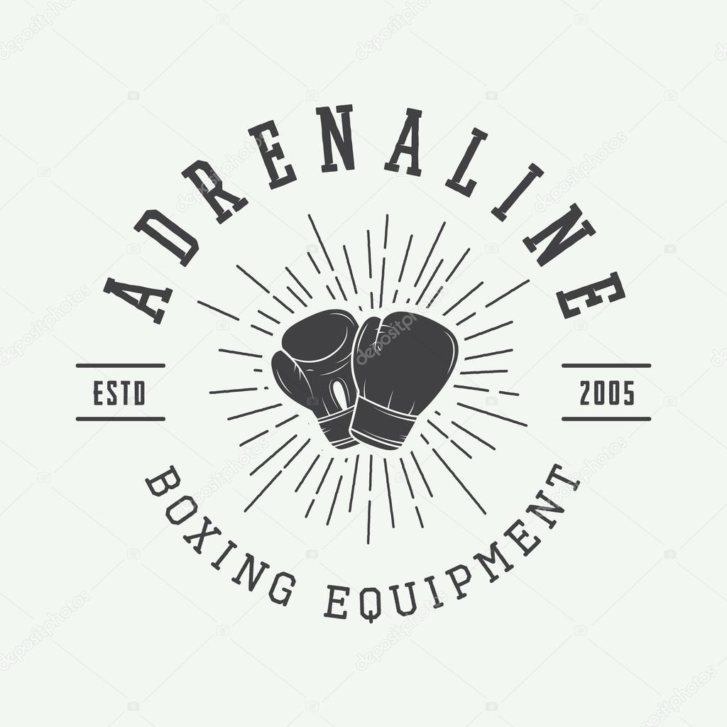 Boxing and martial arts logo, badge or label in vintage style.
