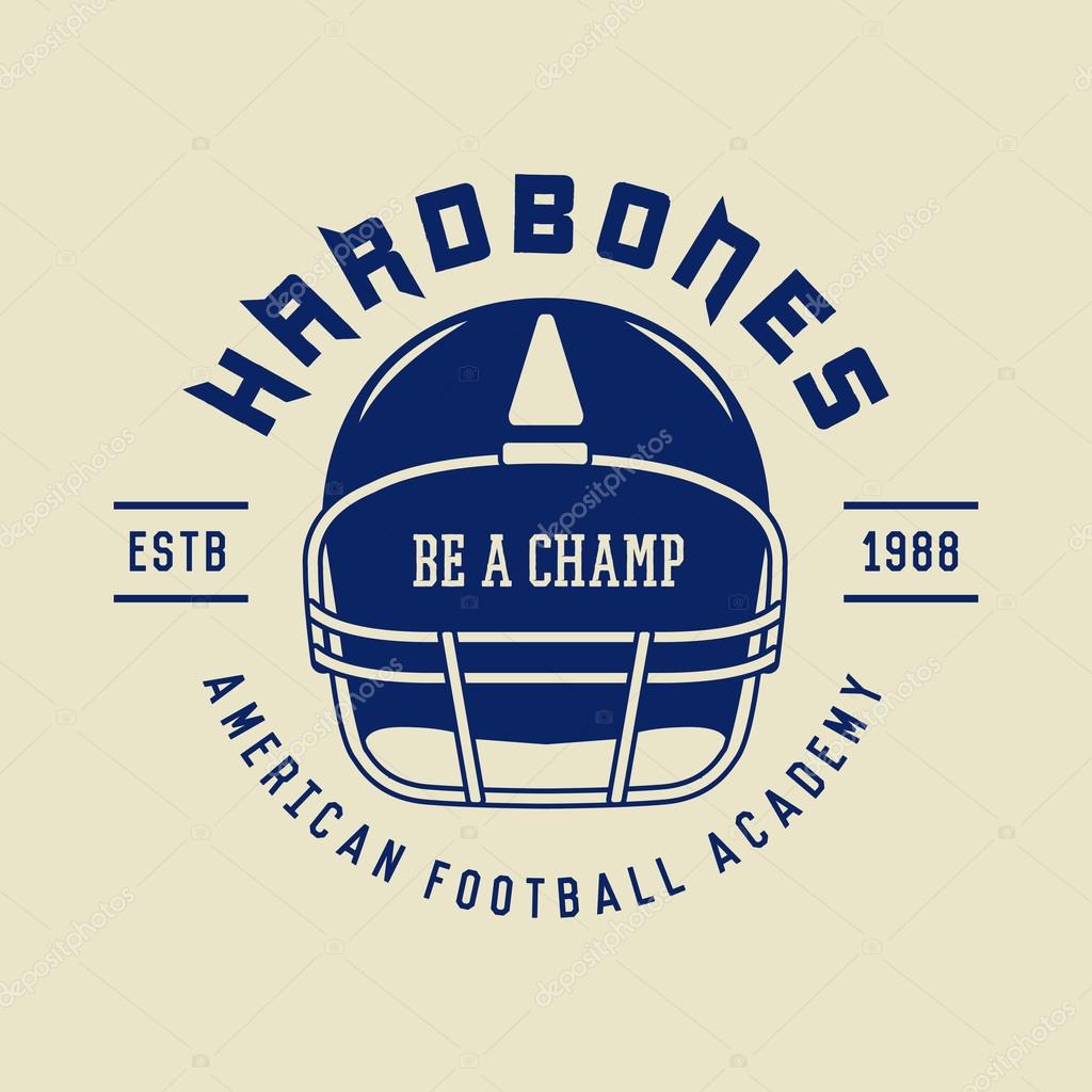 Vintage rugby and american football label, emblem or logo. Vector illustration