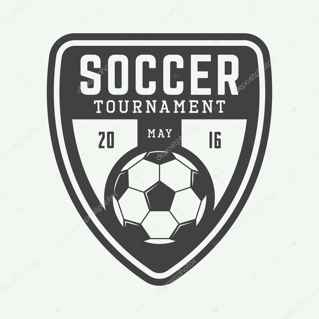 Vintage soccer or football logo, emblem, badge. Vector illustration