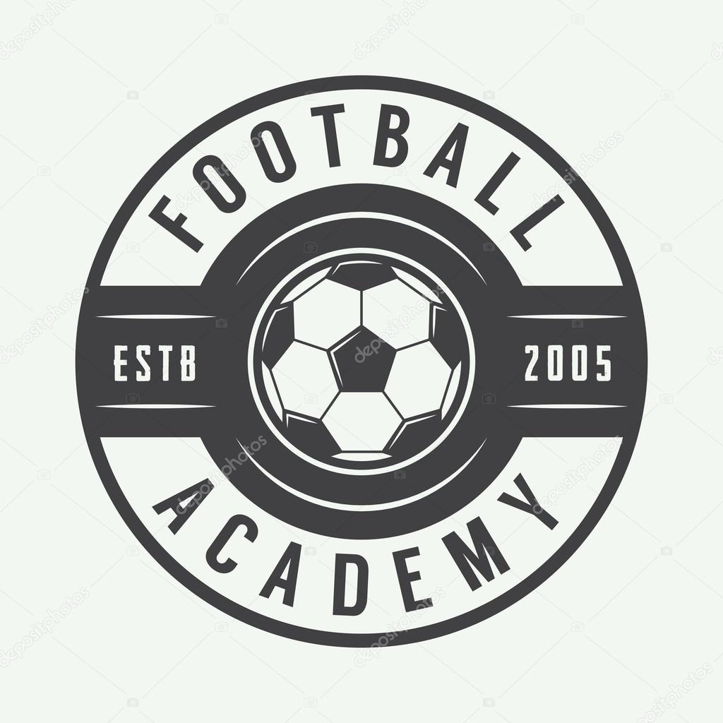 Vintage soccer or football logo, emblem, badge.