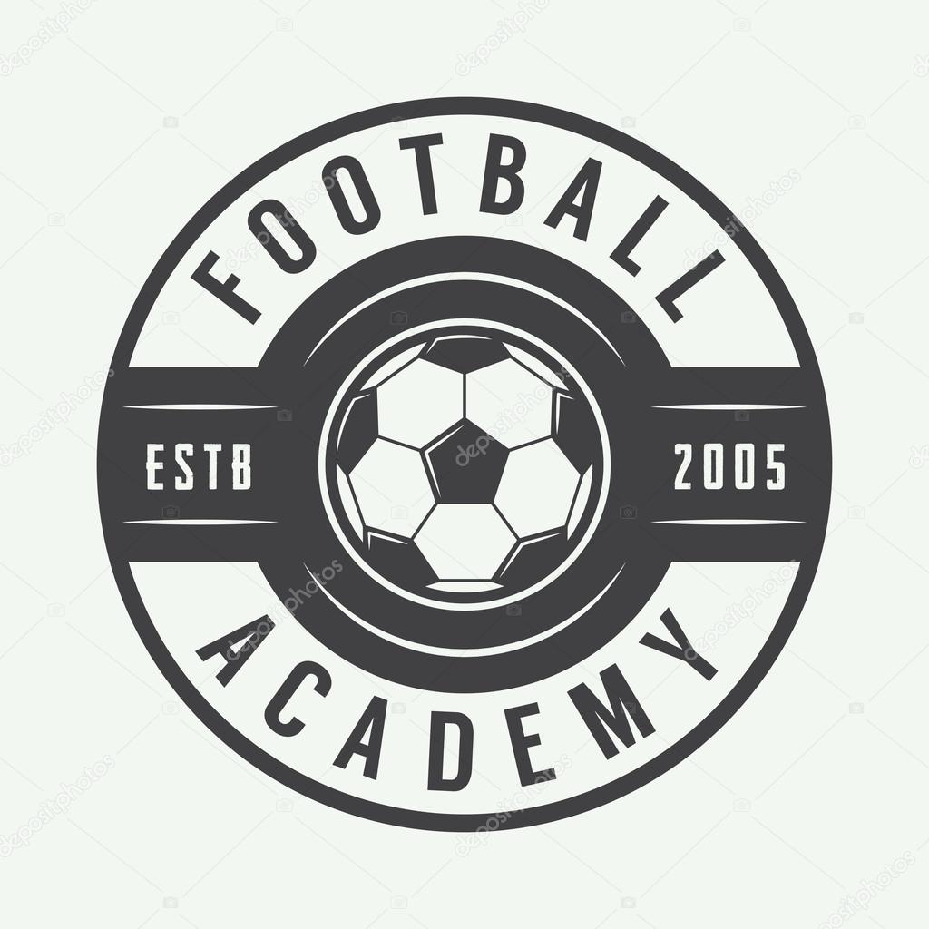 Vintage soccer or football logo, emblem, badge. Vector illustration