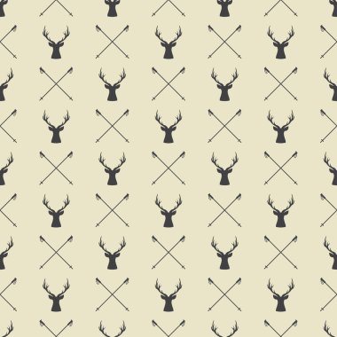 Vintage winter or christmas seamless pattern with deers